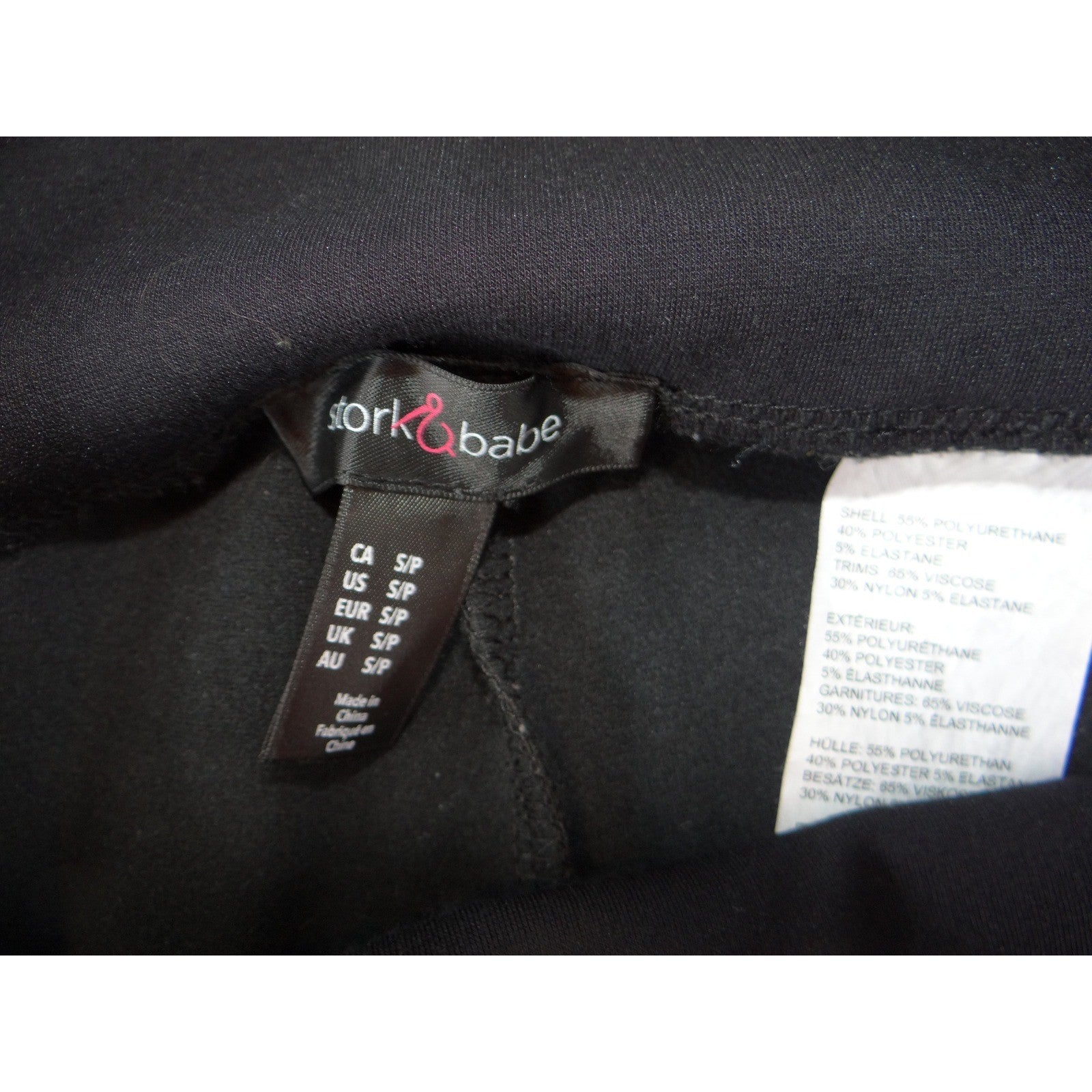Stork & Babe Womens Maternity Faux Leather Leggings Black Skinny Size S/P 2598
