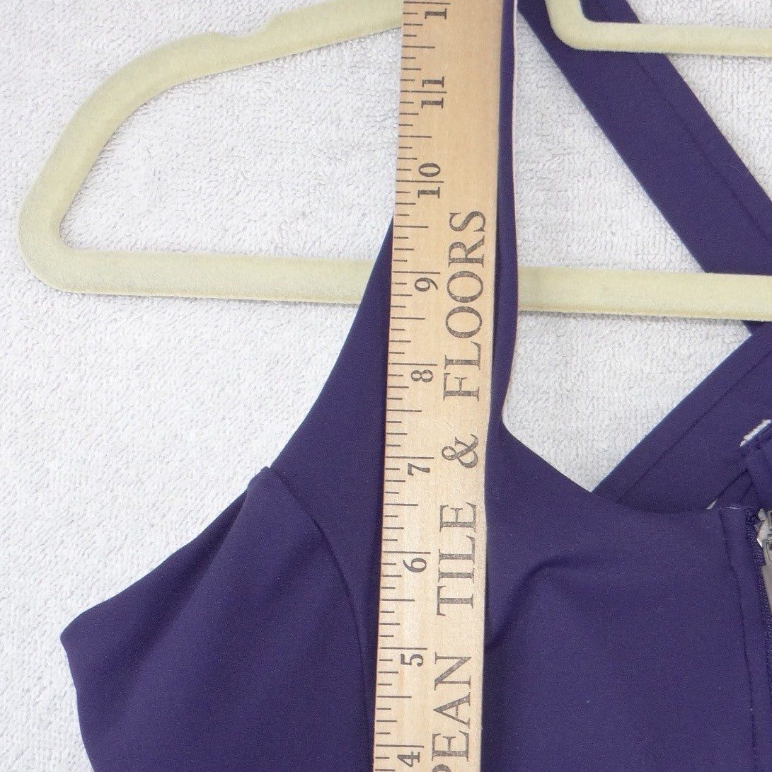Dare 2B Purple Front Zip Criss Cross Back High Impact Sports Bra Mesh Lined