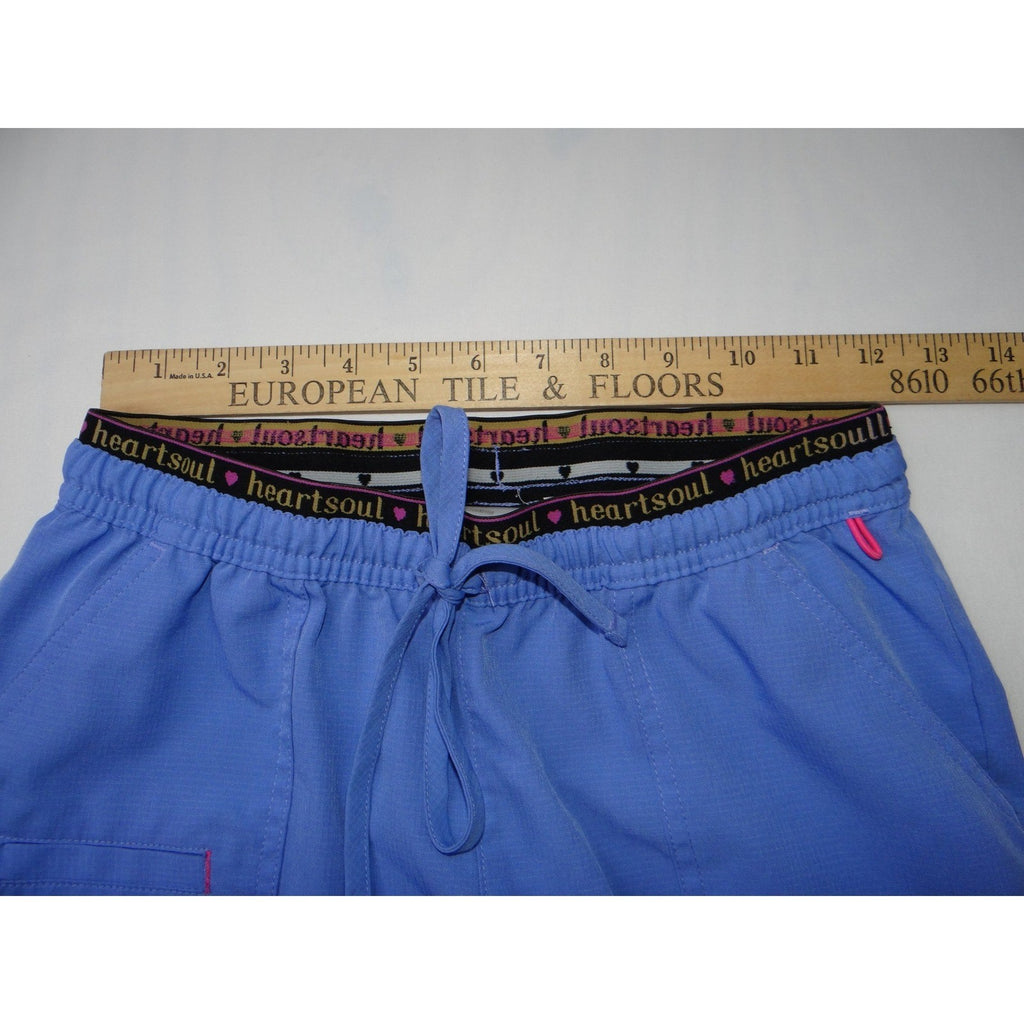 HeartSoul Petite Purple Scrub Pants Flare Leg Stretch Drawstring Waist
