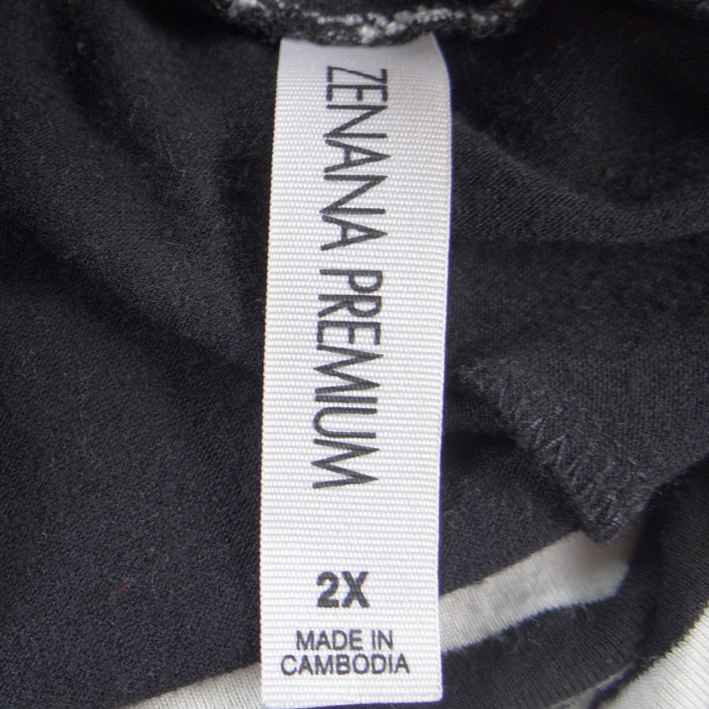 Vintage Venana Premium Womens 2X Black Striped Cowl Neck Long Sleeve Tunic Top