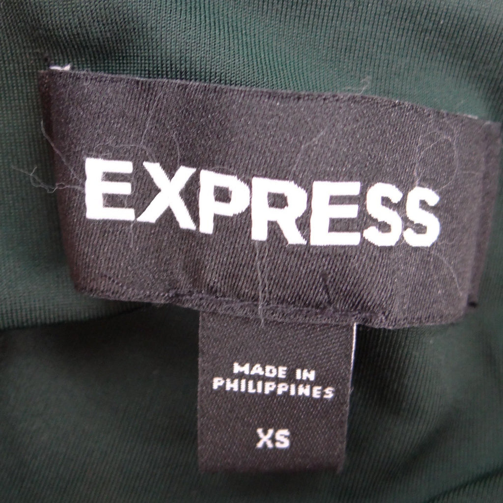 Express Womens XS Emerald Green Velvet Ruched Asymmetrical Tulip Hem Skirt