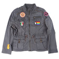 Express Gray Utility Jacket Women's Size L Patches Military Style