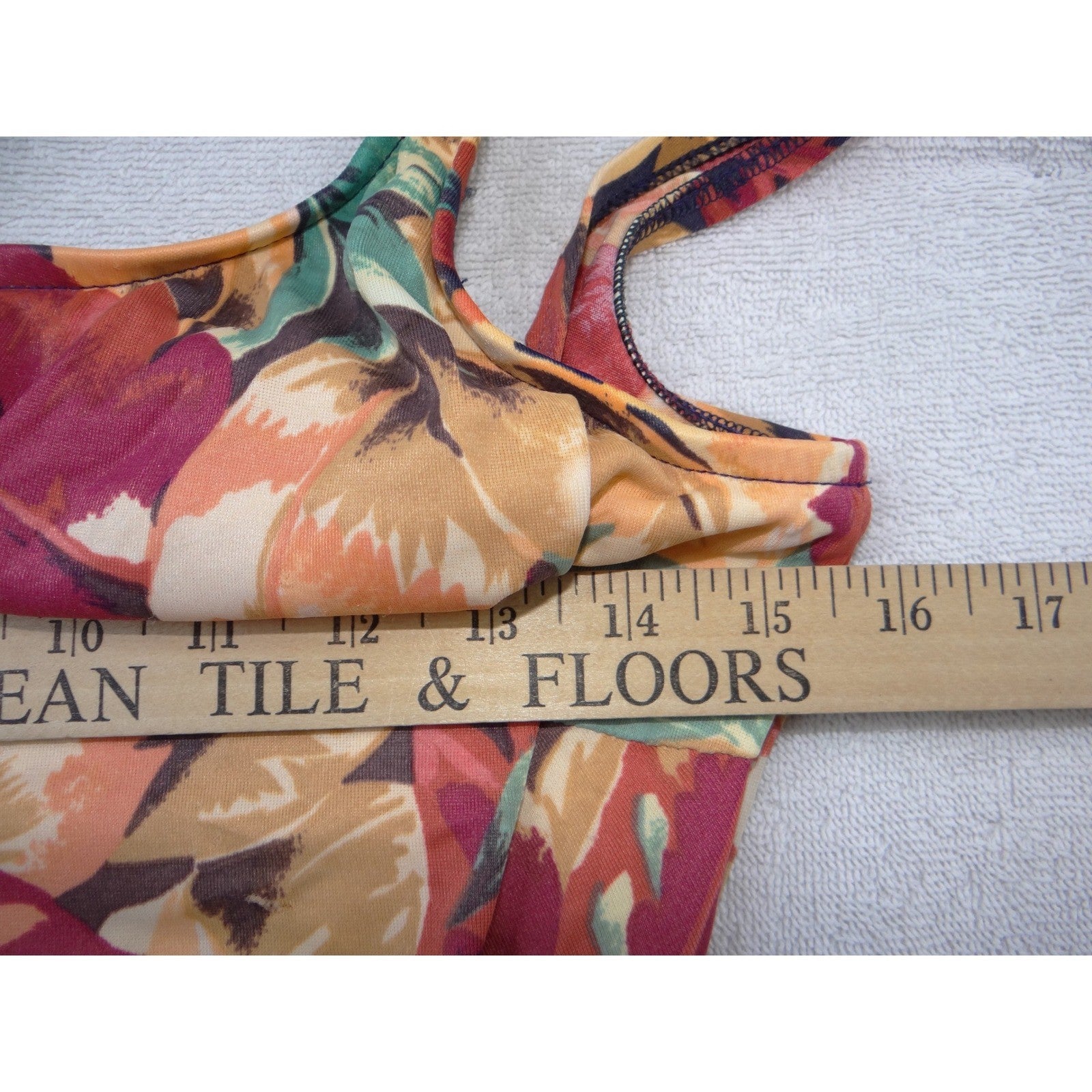 Vintage Jantzen Womens Tropical Floral One Piece Swimsuit Orange Teal Size M