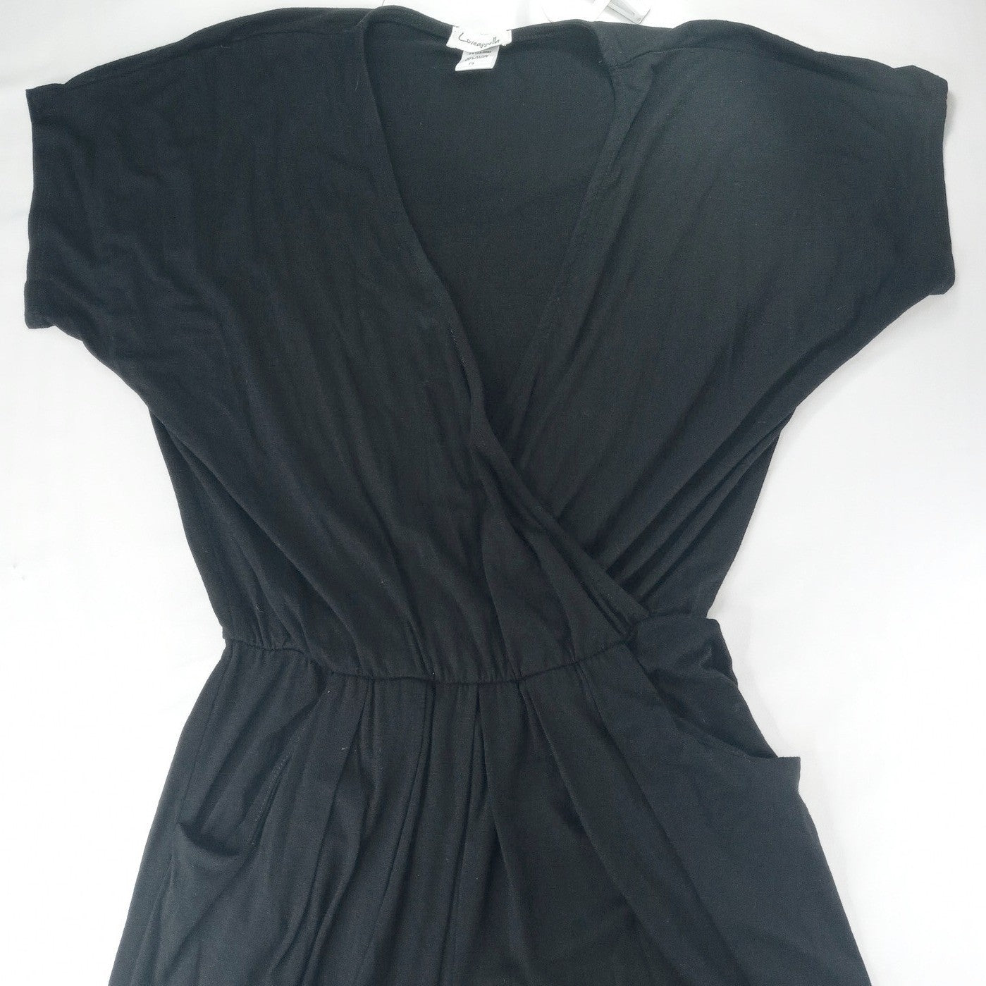 Loveappella Black Wrap Style Jersey Knit Jumpsuit Women's
