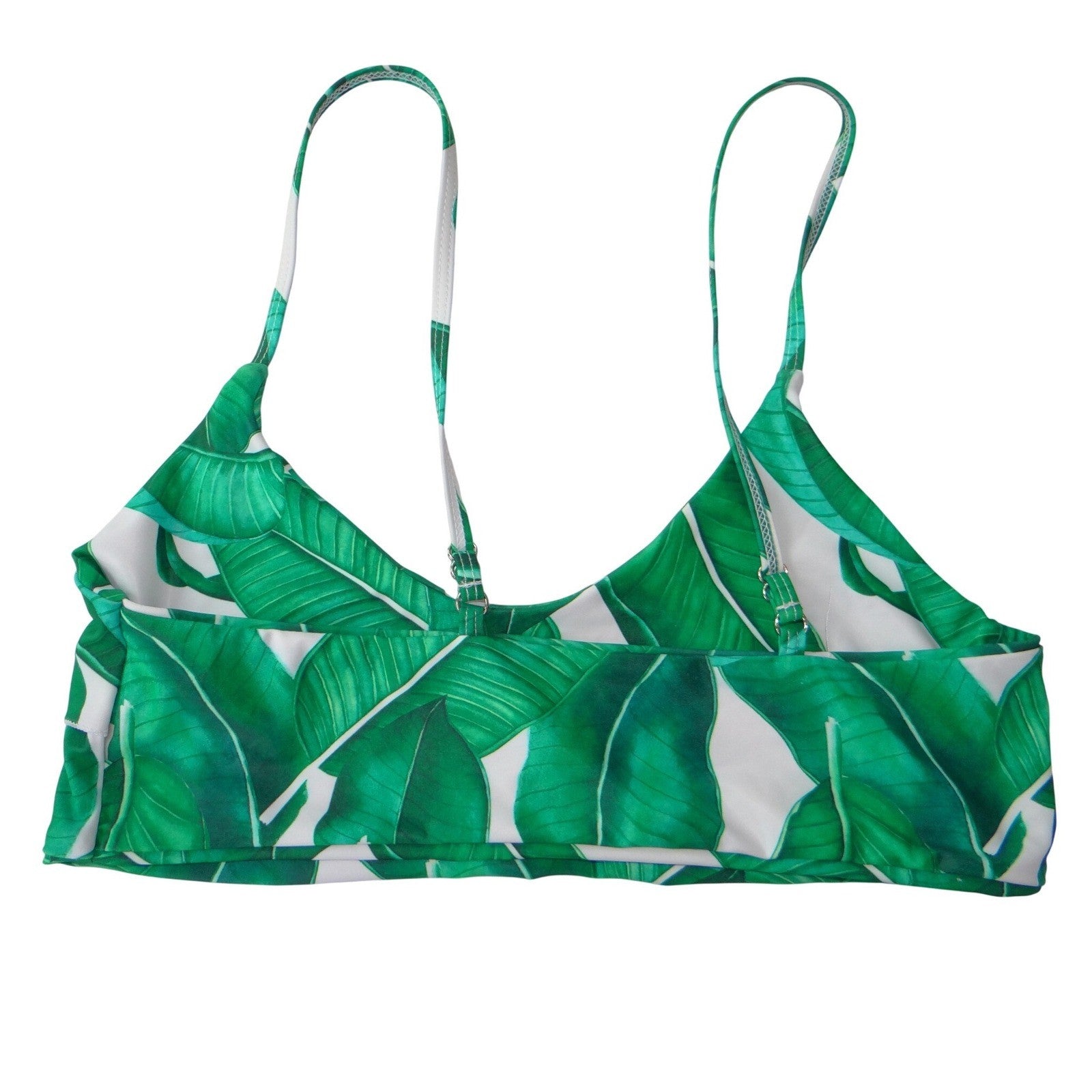 Unbranded Tropical Banana Leaf Print High Waisted Bikini Set Green White Medium
