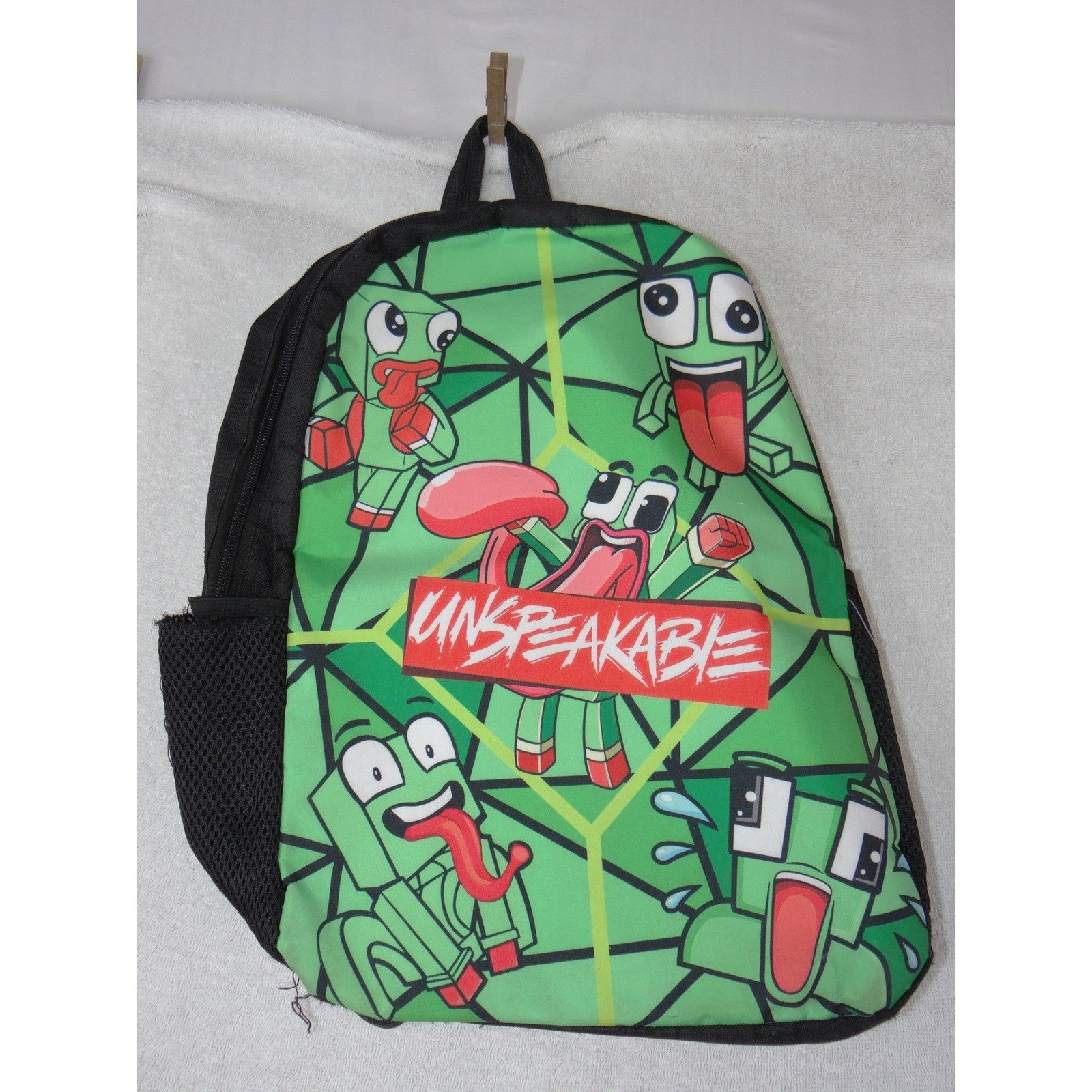 Unspeakable Green Character Backpack Gaming YouTube Frog Graphic School Bag 2853