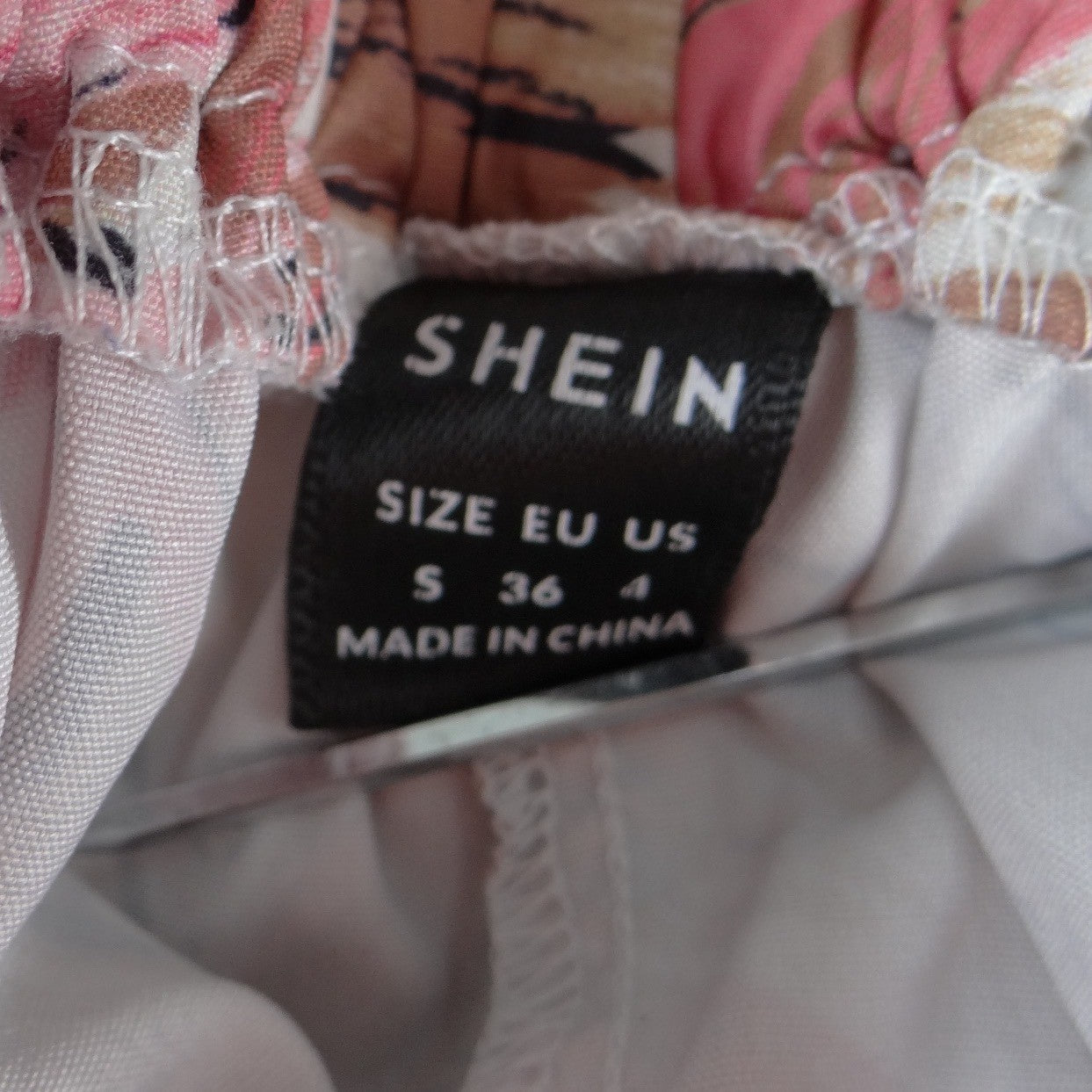 SHEIN Womens High Waist Floral Abstract Shorts Pink Tan Size S 4