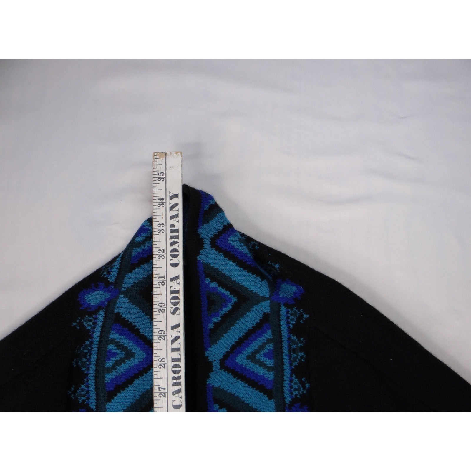 The Pioneer Woman Black Blue Geometric Print Open Front Cardigan Sweater S M