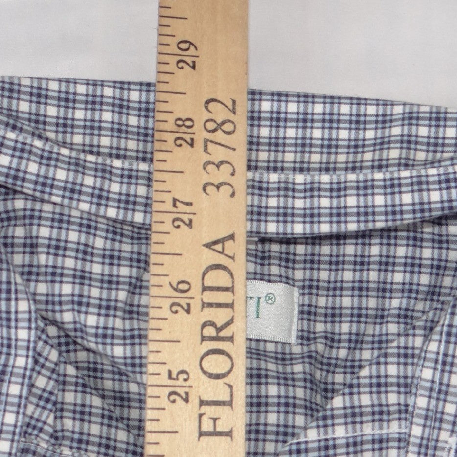 Pisanti Mens Short Sleeve Plaid Button Down Shirt Blue White Easy Fit Large