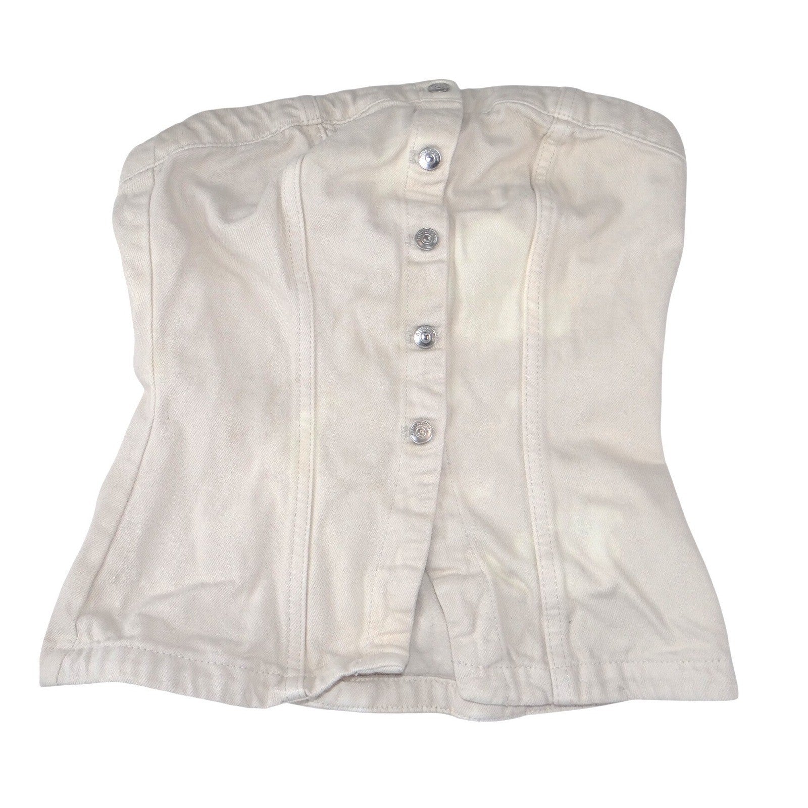 H&M Divided Cream Denim Tube Top Corset Button Front Strapless XS