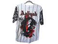 Y2K - VINTAGE Aaliyah Graphic Baseball Jersey - White & Black - Small