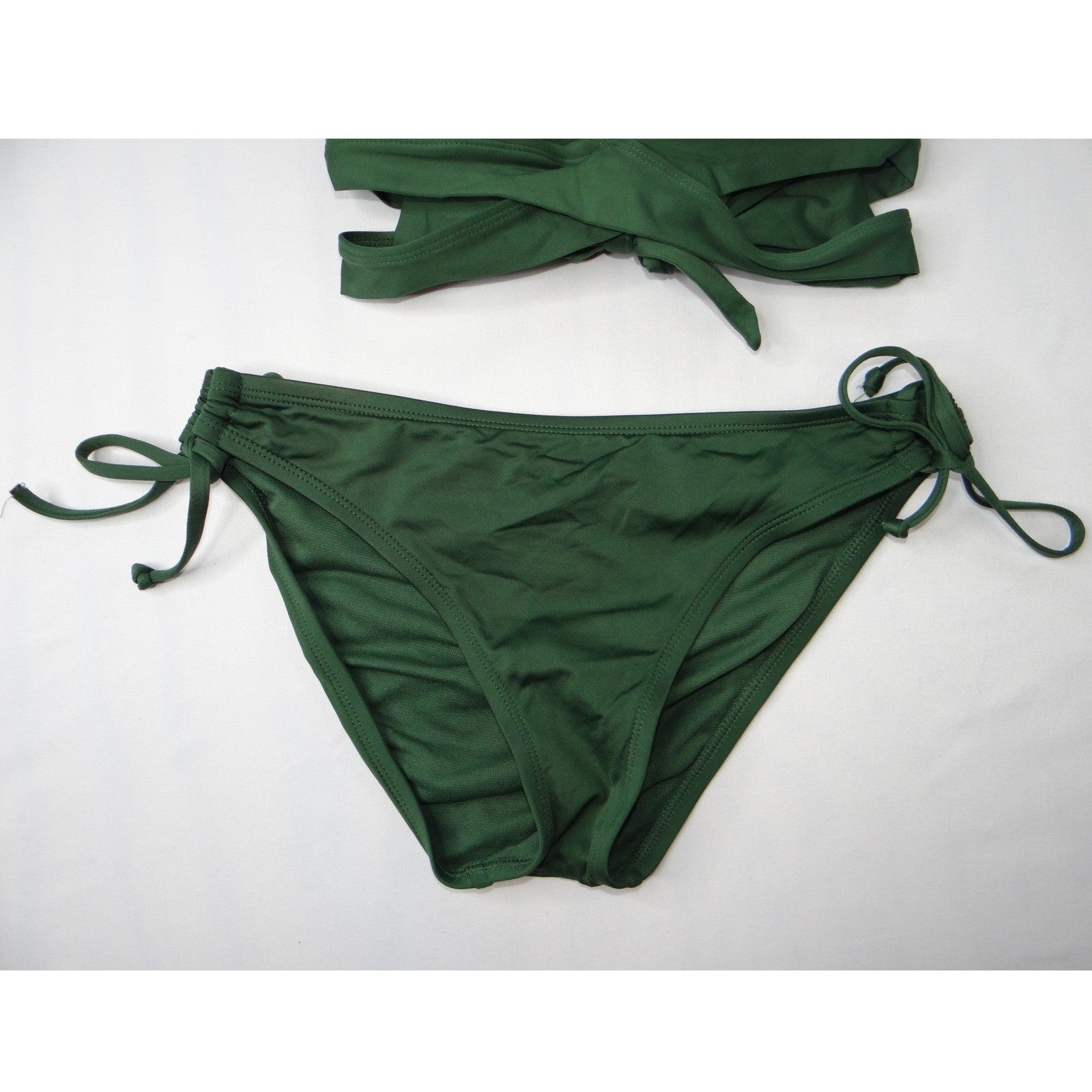 Kona Sol Womens Dark Green Halter Tie Bikini Swimsuit Set Size M/S