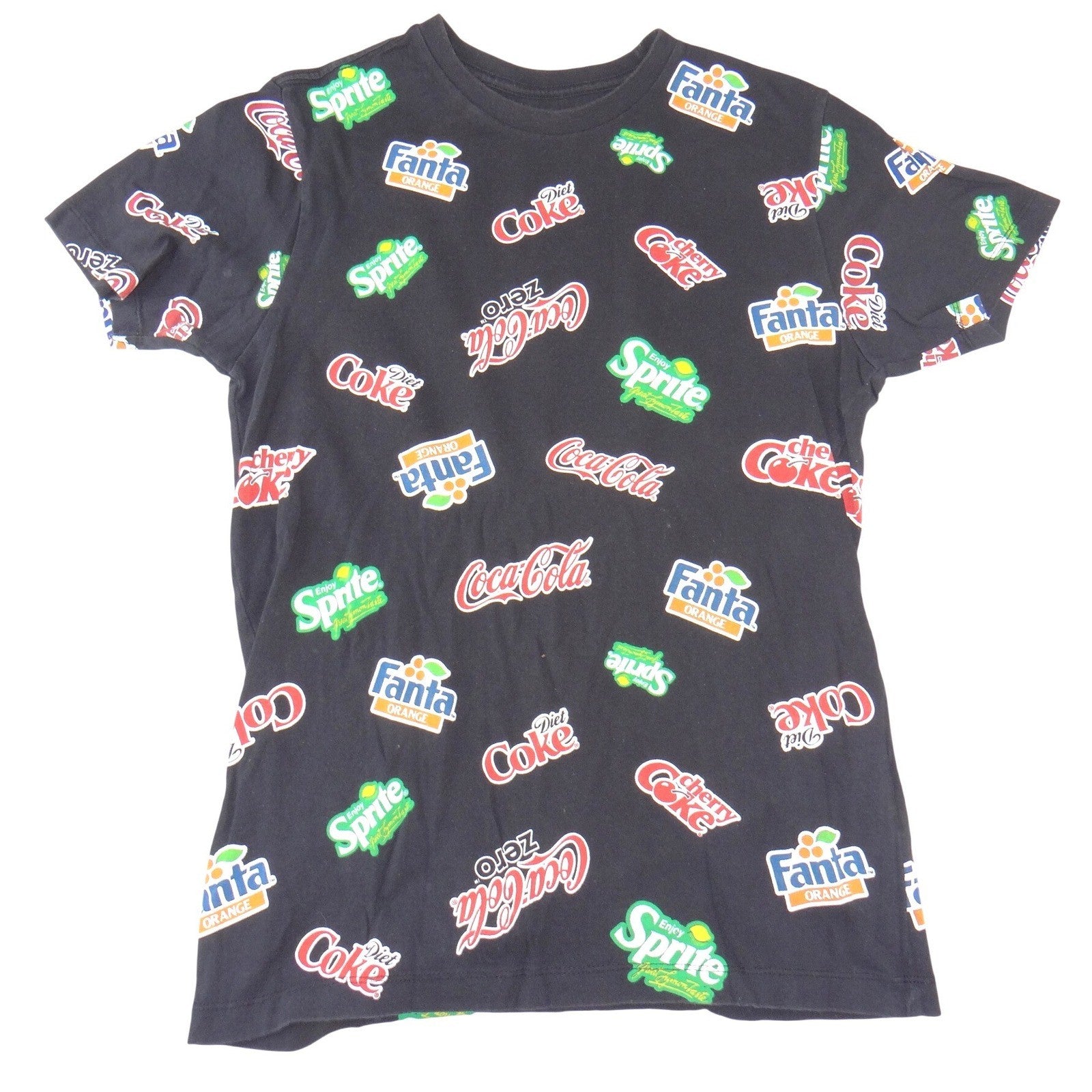 Coca-Cola Mens Soda Logo All Over Print T-Shirt Black Sprite Fanta Small