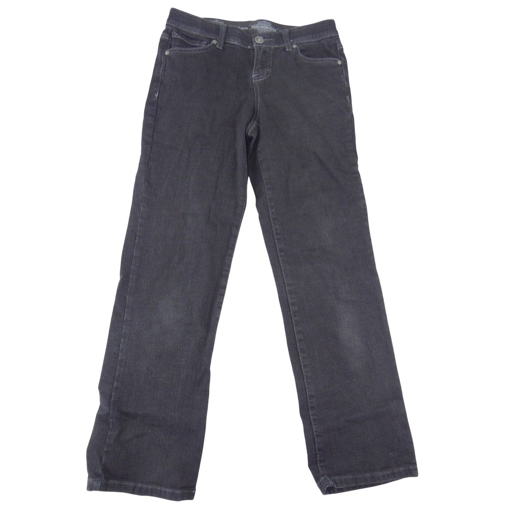 Style & Co Black Straight Leg Jeans Petite 2P Short Dark Wash Stretch Denim
