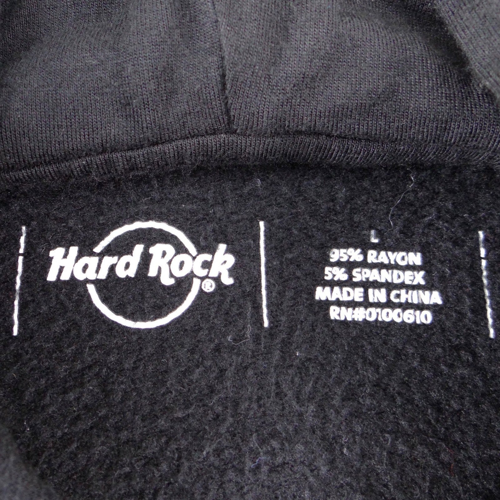 Hard Rock Tulsa Zip Up Hoodie Womens Large Black Gold Foil Rose Sequin