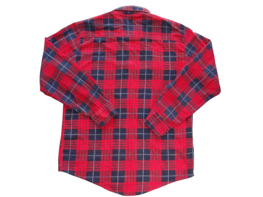 Men's Red and Navy Plaid Flannel Casual Shirt