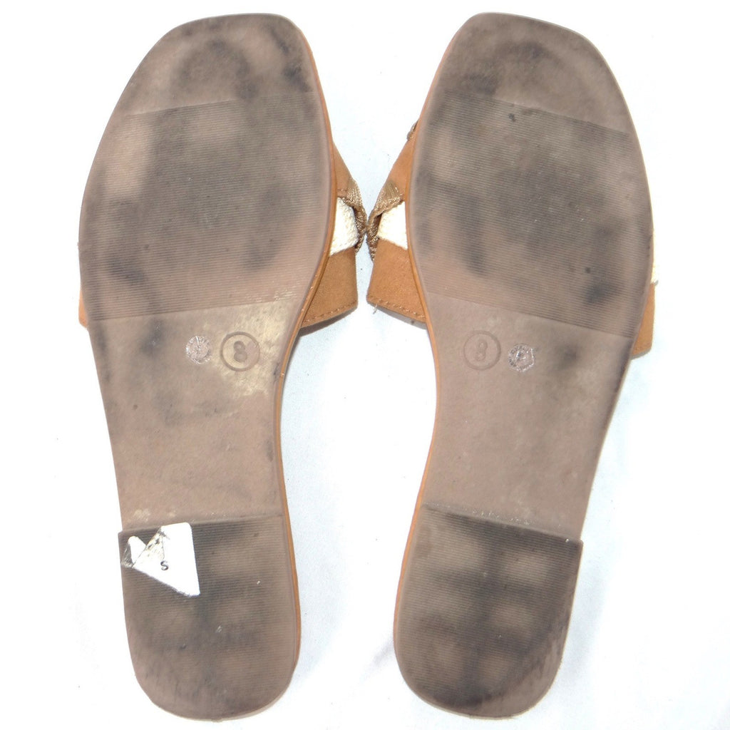 a.n.a a new approach Garth Womens Tan Woven Strap Flat Slide Sandals Size 8M