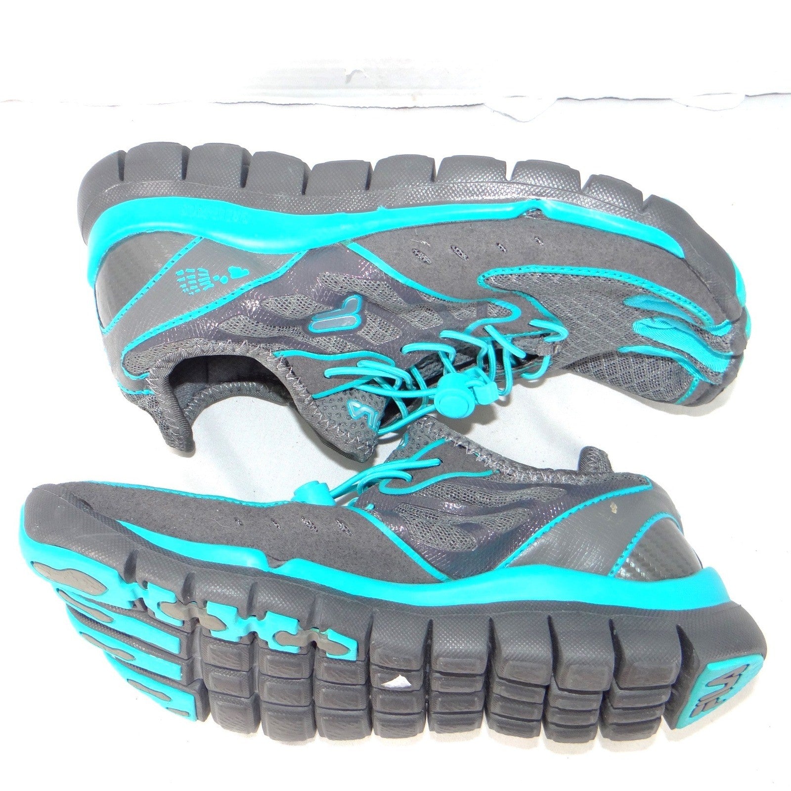 Fila Skele-Toes EZ Slide Womens 7.5 Gray Teal Four Toe Barefoot Shoes