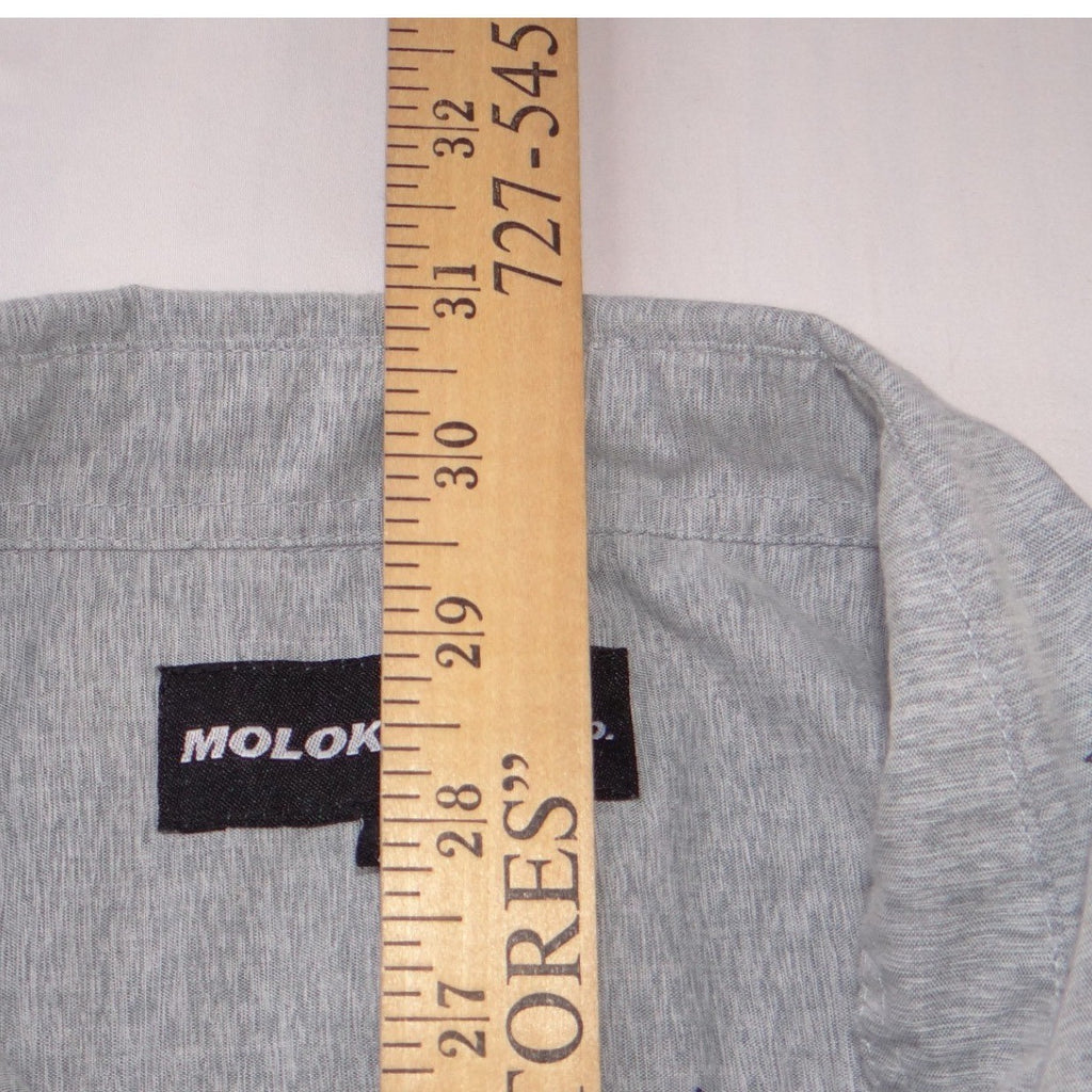 Molokai Surf Co Mens XL Heather Grey Paper Plane Print Short Sleeve Button Down