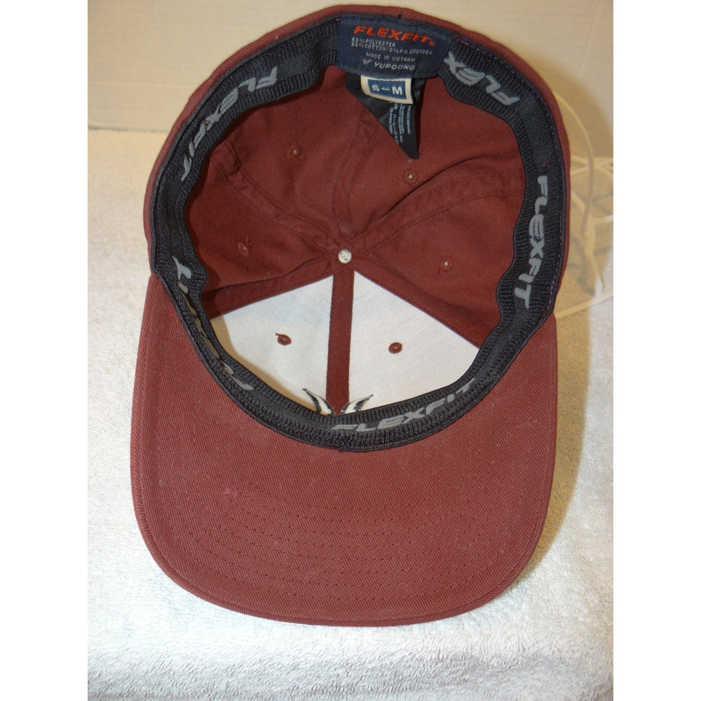 Hurley Flexfit Baseball Cap Hat Burgundy Maroon Embroidered Logo Mens S-M