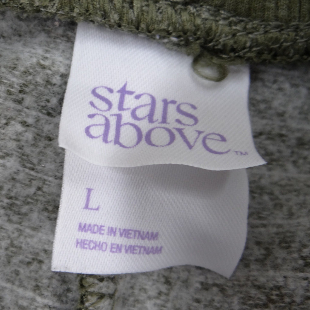 Stars Above Womens Olive Green Striped Lounge Pajama Shorts Large