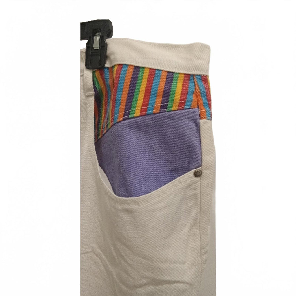 Women's Casual White Pants with Colorful Pocket Accents