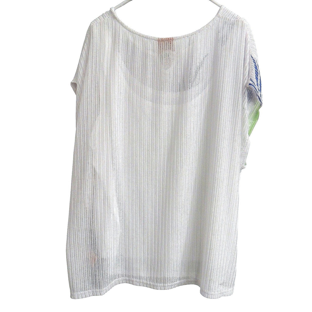 New w Tag Hearts of Palm Woman Blue Genie Top Tunic 3X Floral Tropical V-Neck