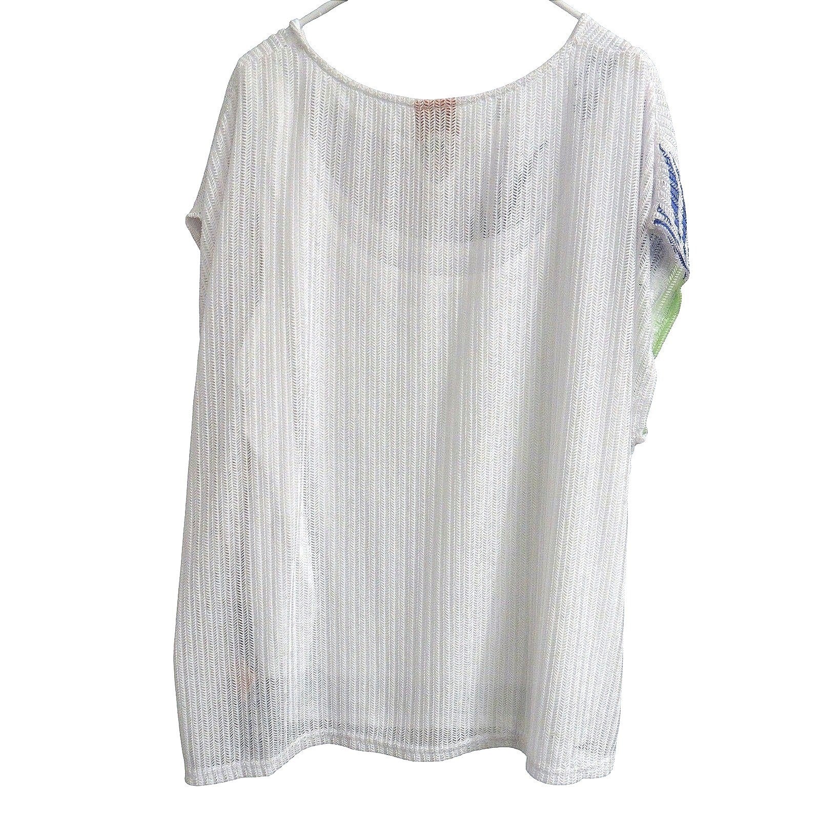 New w Tag Hearts of Palm Woman Blue Genie Top Tunic 3X Floral Tropical V-Neck