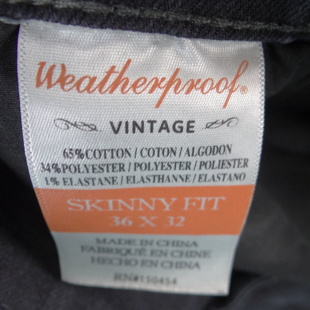 Weatherproof Vintage Mens Skinny Fit Black Stretch Jeans 36x32