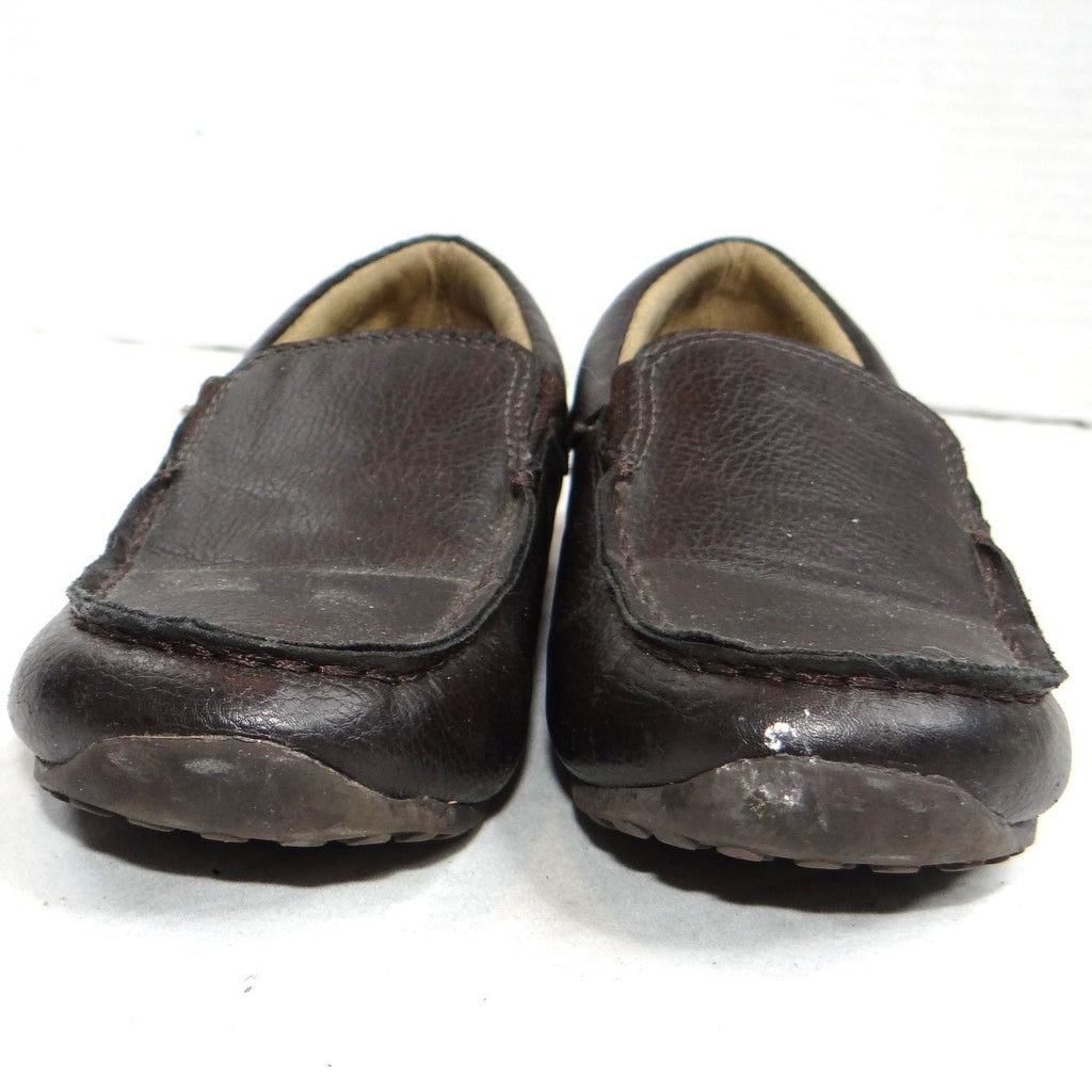 Kids Brown Faux Leather Slip On Loafer Shoes Size 13