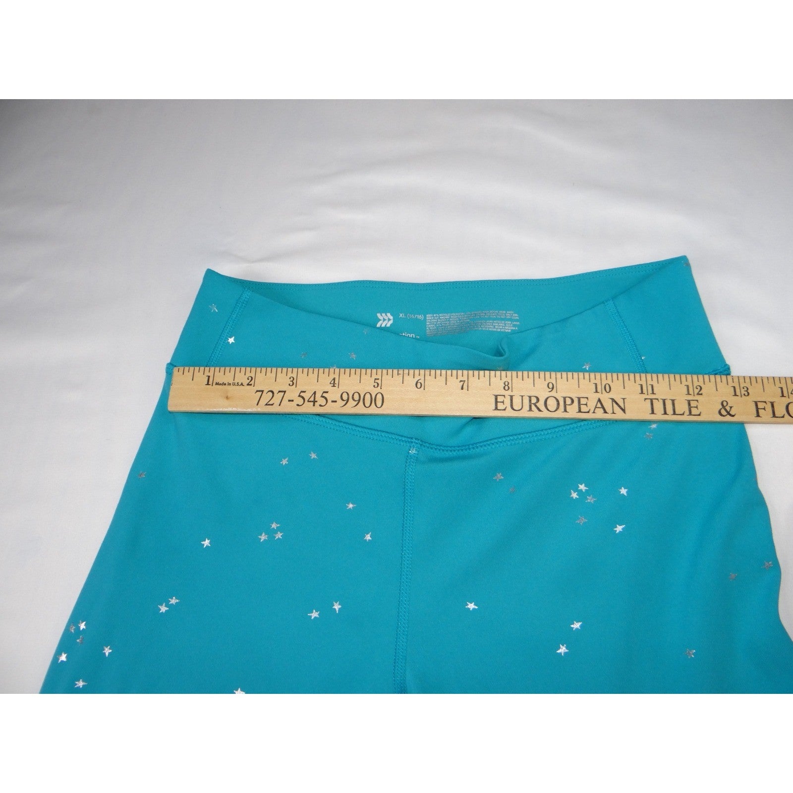 All In Motion Teal Star Print Athleisure Leggings Size XL 14 16