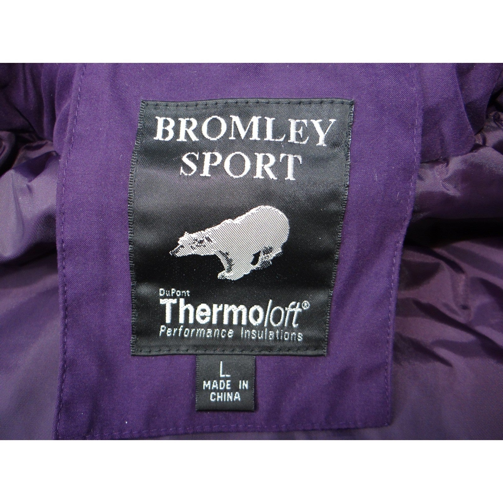 Bromley Sport Womens Purple Quilted Lined Jacket Size L Thermoloft Winter Coat