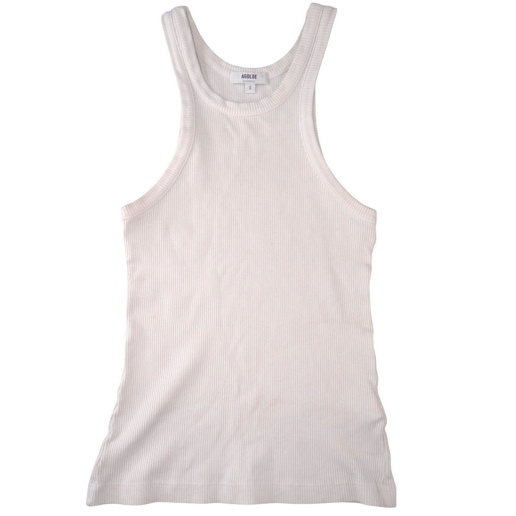 AGOLDE Ribbed Tank Top Ivory Off-White Racerback Scoop Neck Small