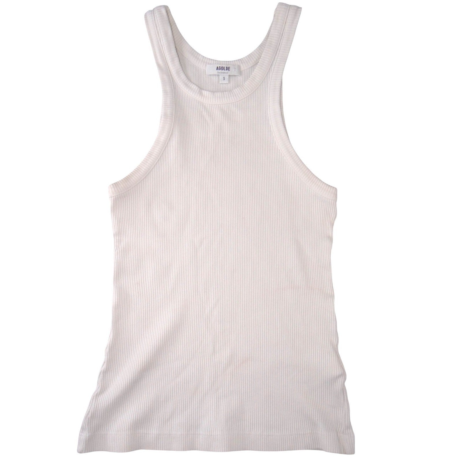 AGOLDE Ribbed Tank Top Ivory Off-White Racerback Scoop Neck Small