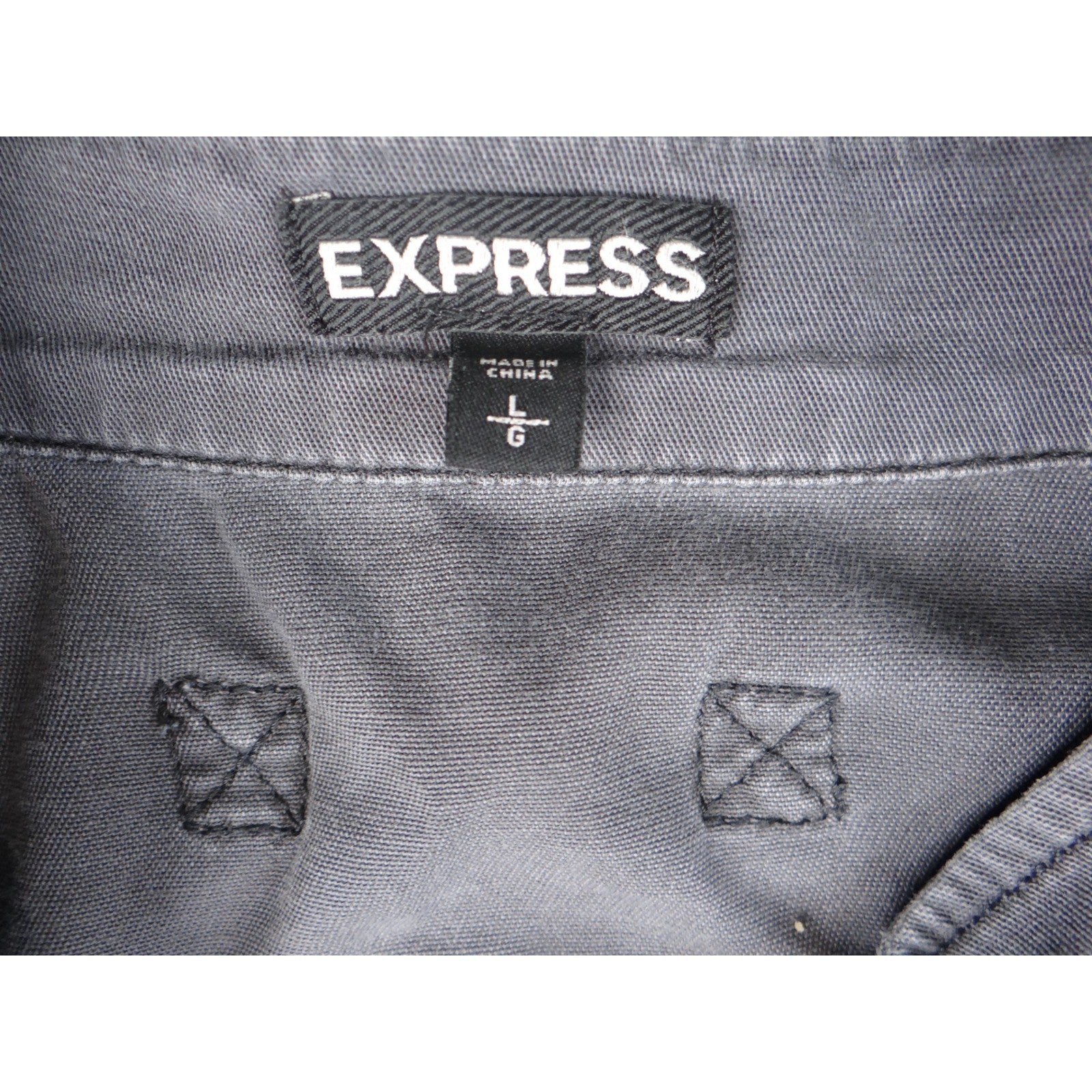 Express Gray Utility Jacket Women's Size L Patches Military Style