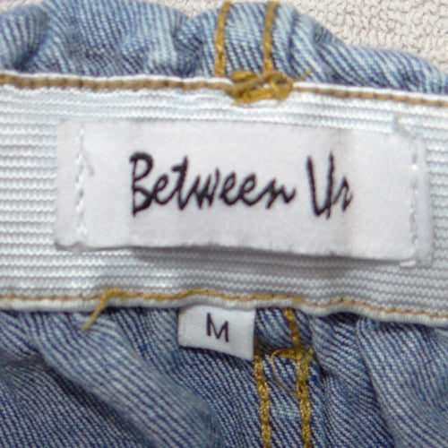 Between Us Womens Medium Wash Paperbag High Waist Denim Shorts Blue Size M