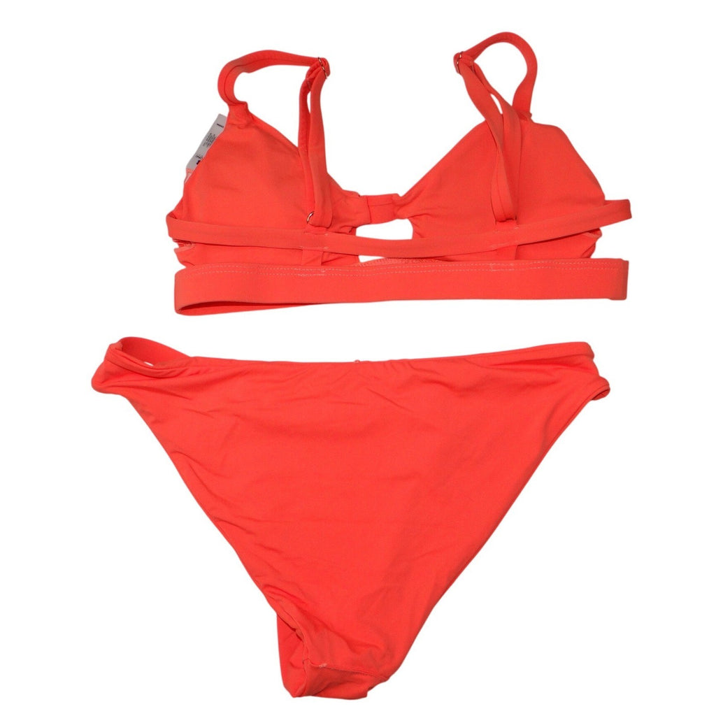 TiniBikini Coral Cutout Triangle Bikini Swimsuit Set Women Size S