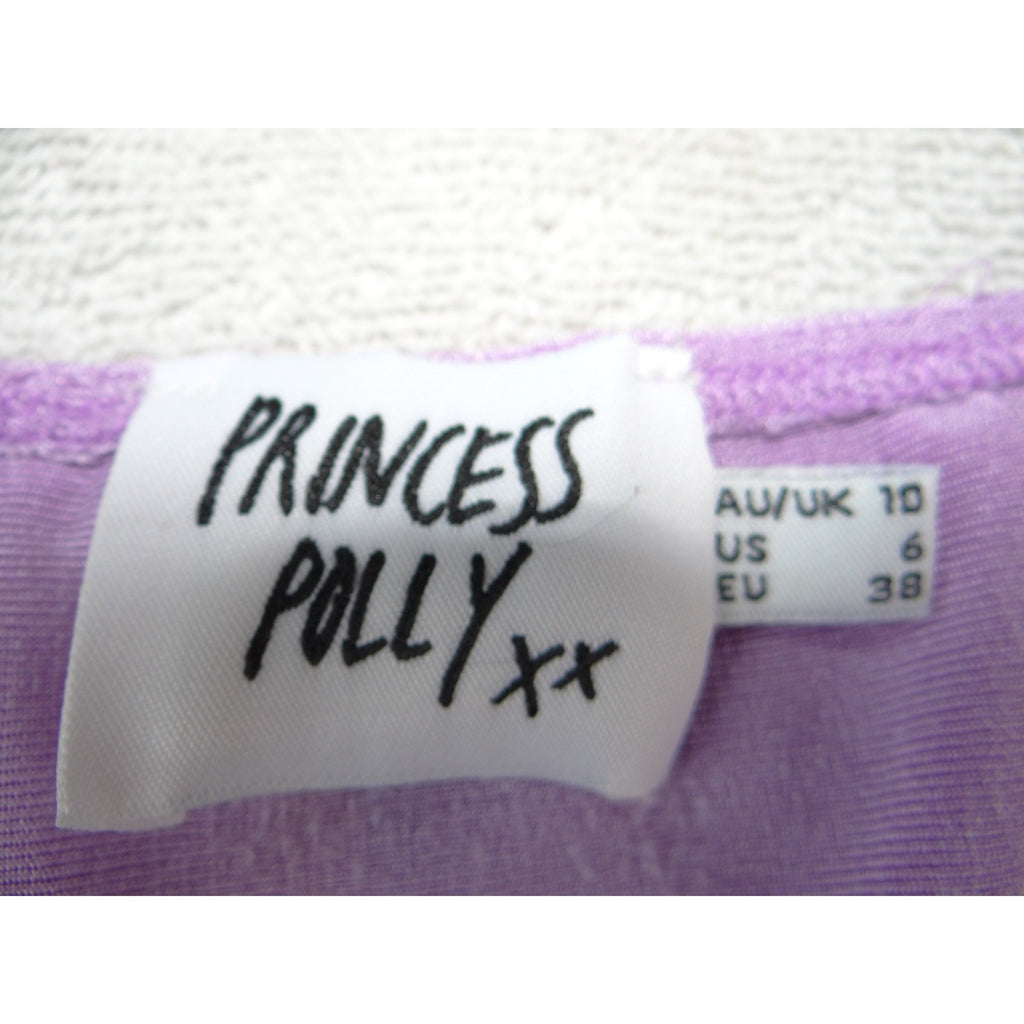 Princess Polly Lavender Purple Shimmer Ruched Tie Front Tube Top US 6