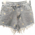 Vintage Daisy Embroidered Denim Shorts