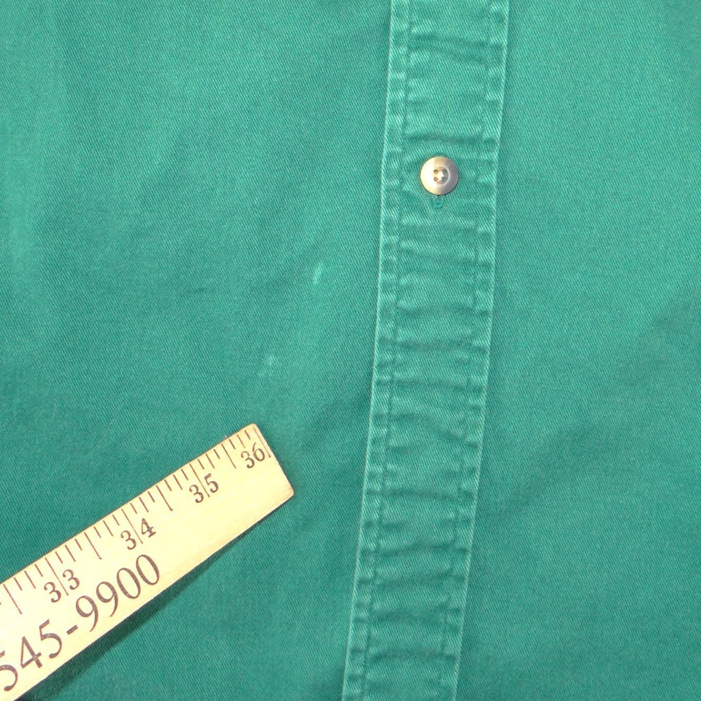 Vintage Nautica 90s Mens Green Cotton Twill Denim Collar Button Down Shirt L