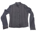 Vintage Iconic Michael Simon Women Black Ruffle Pleated Button Front Jacket Sz S