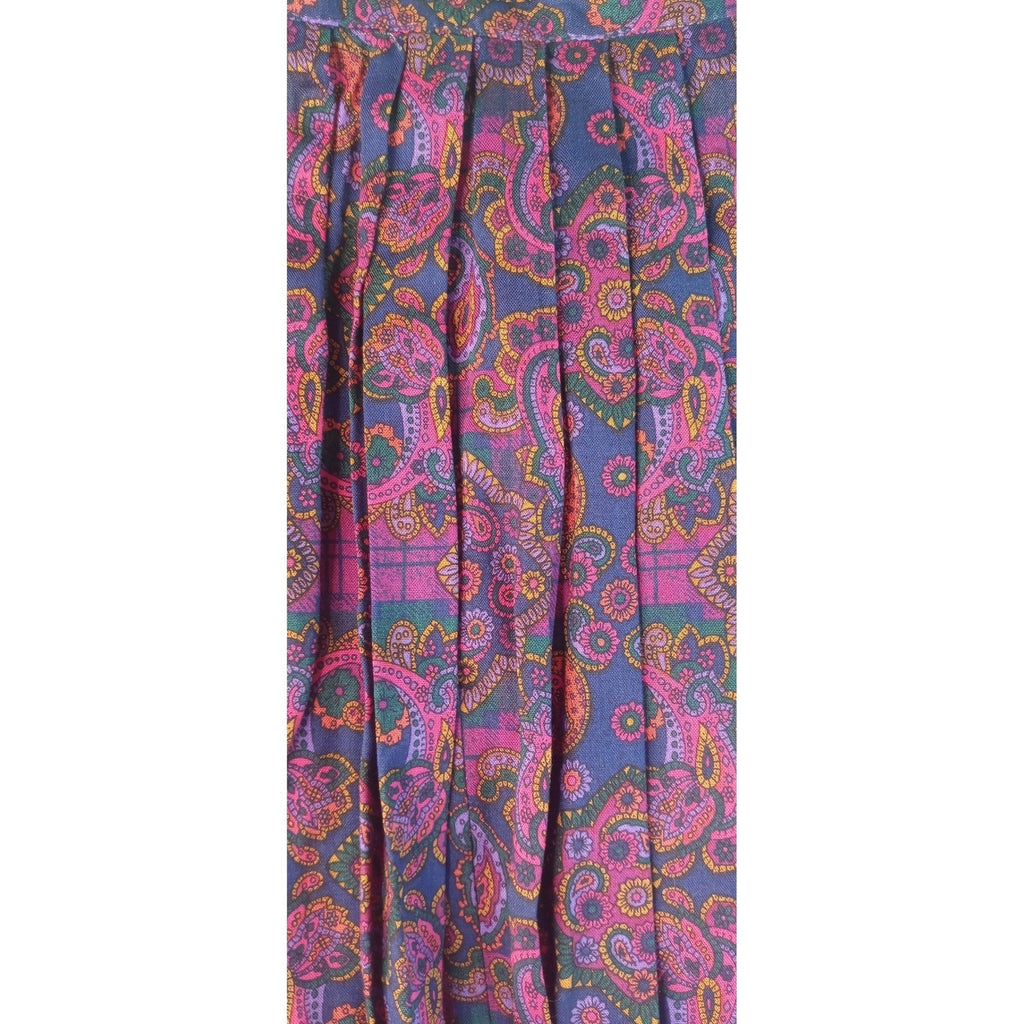 Portraits by Northern Isles Pleated Maxi Skirt Paisley Print Rayon Size 8