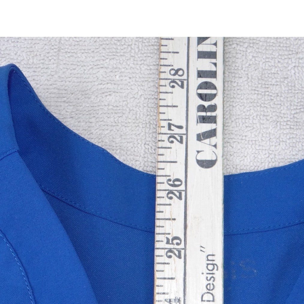 Oasis Womens Royal Blue V-Neck Scrub Top Short Sleeve Pockets Size Large
