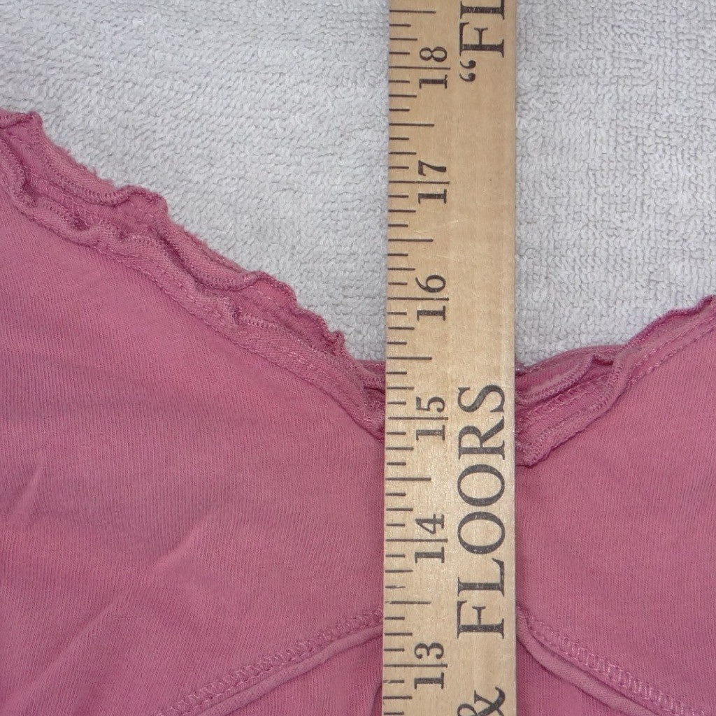 Arizona Jean Company Pink Ruffle V-Neck Cami Tank Top with Shelf Bra