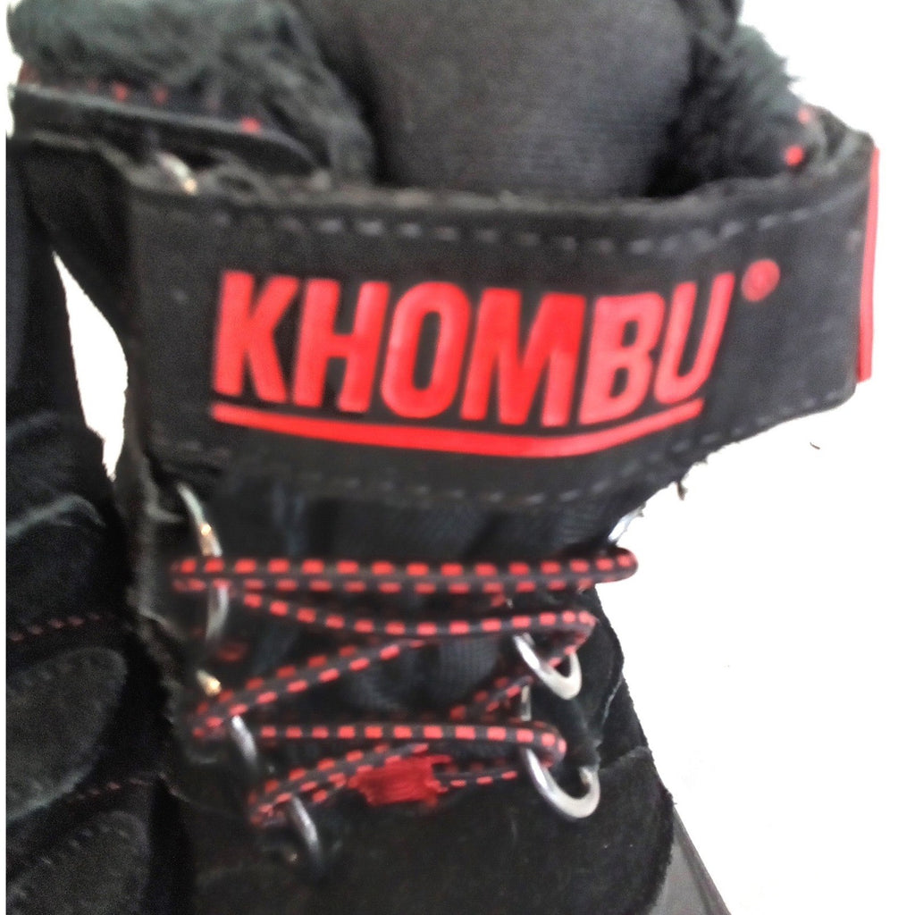 Khombu Hickory Kids Black Red Leather Faux Fur Lined Snow Boots Size 11M 801461