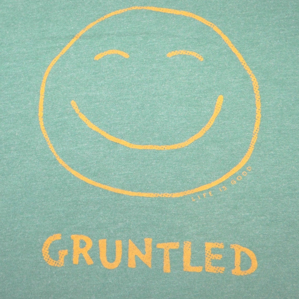 Life is Good Mens XL Green Gruntled Smiley Face Crusher Long Sleeve Graphic Tee