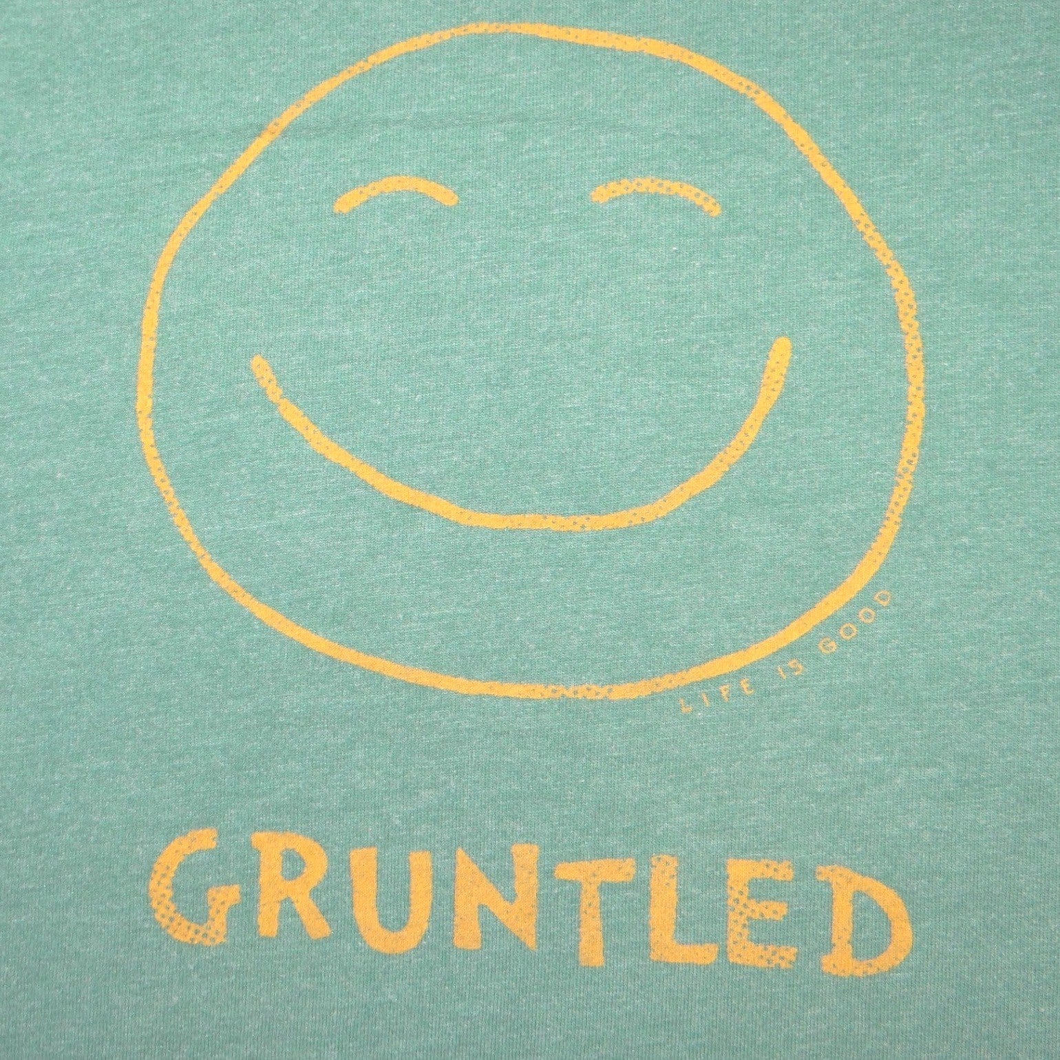 Life is Good Mens XL Green Gruntled Smiley Face Crusher Long Sleeve Graphic Tee