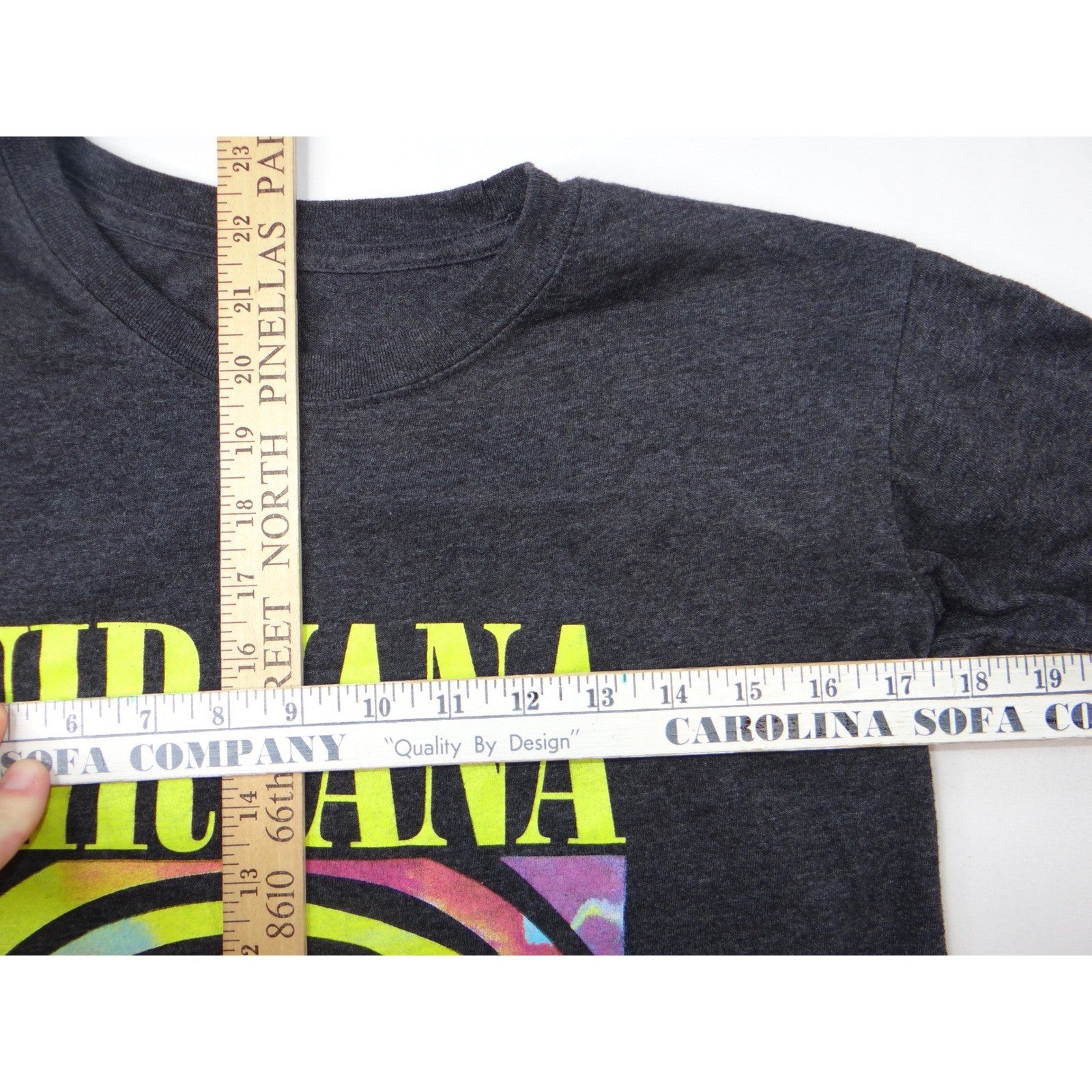 Nirvana Smiley Face Tie Dye Graphic T Shirt Charcoal Gray Women's Small