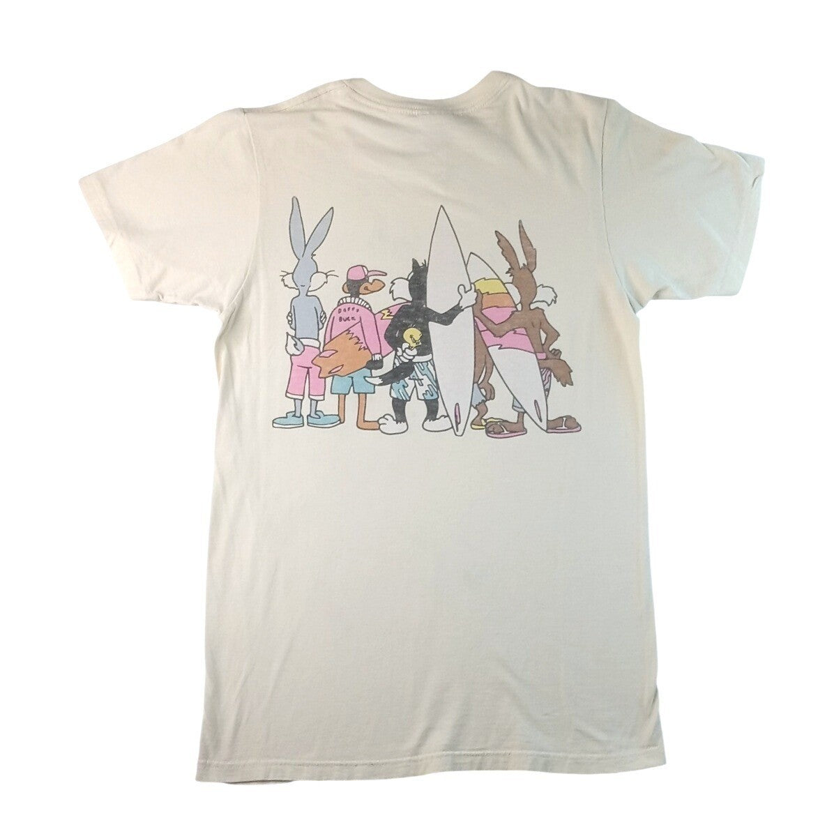 Vintage Looney Tunes Crew Graphic T Shirt Women's Cream Bugs Bunny Daffy Duck