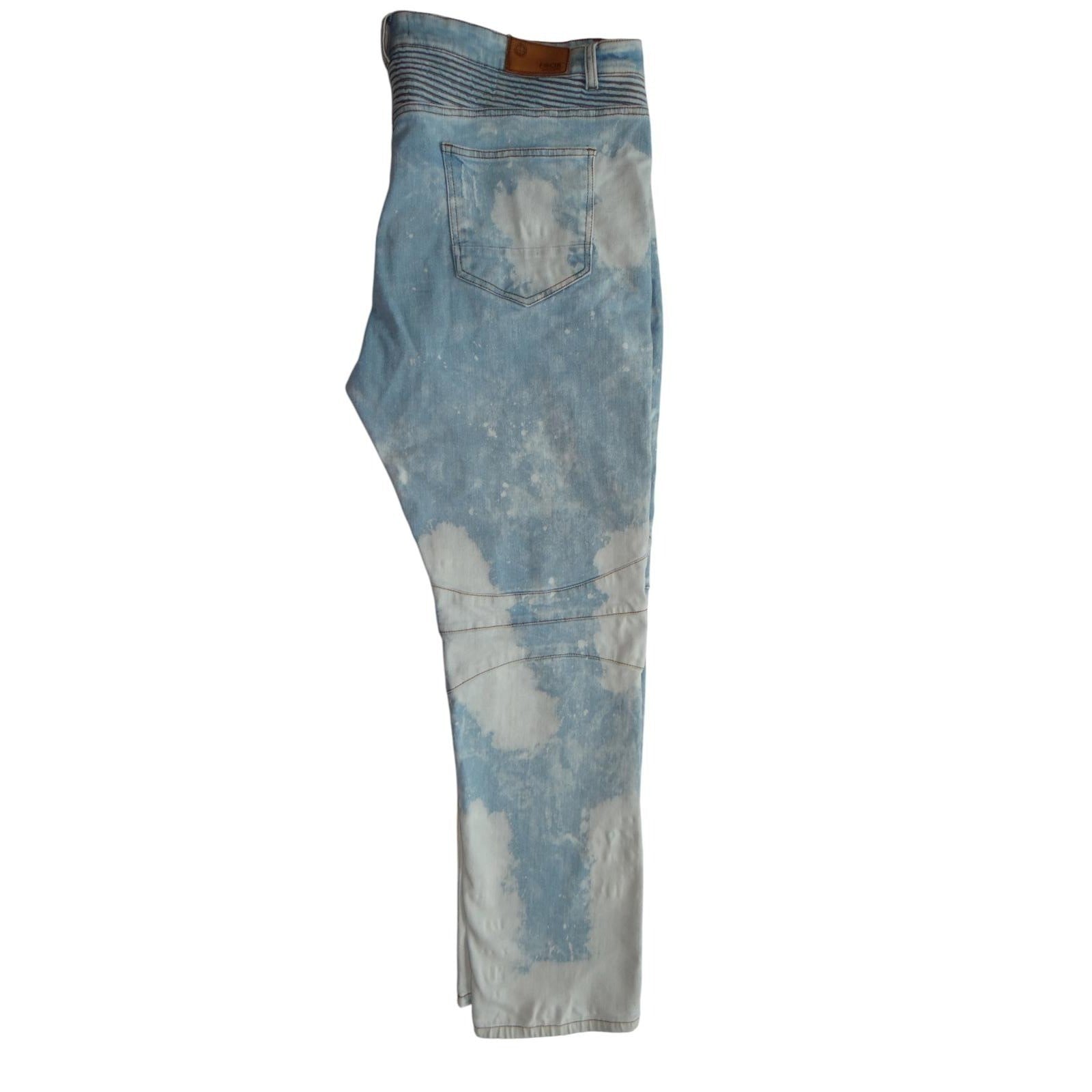 Mens Light Blue Acid Wash Skinny Jeans